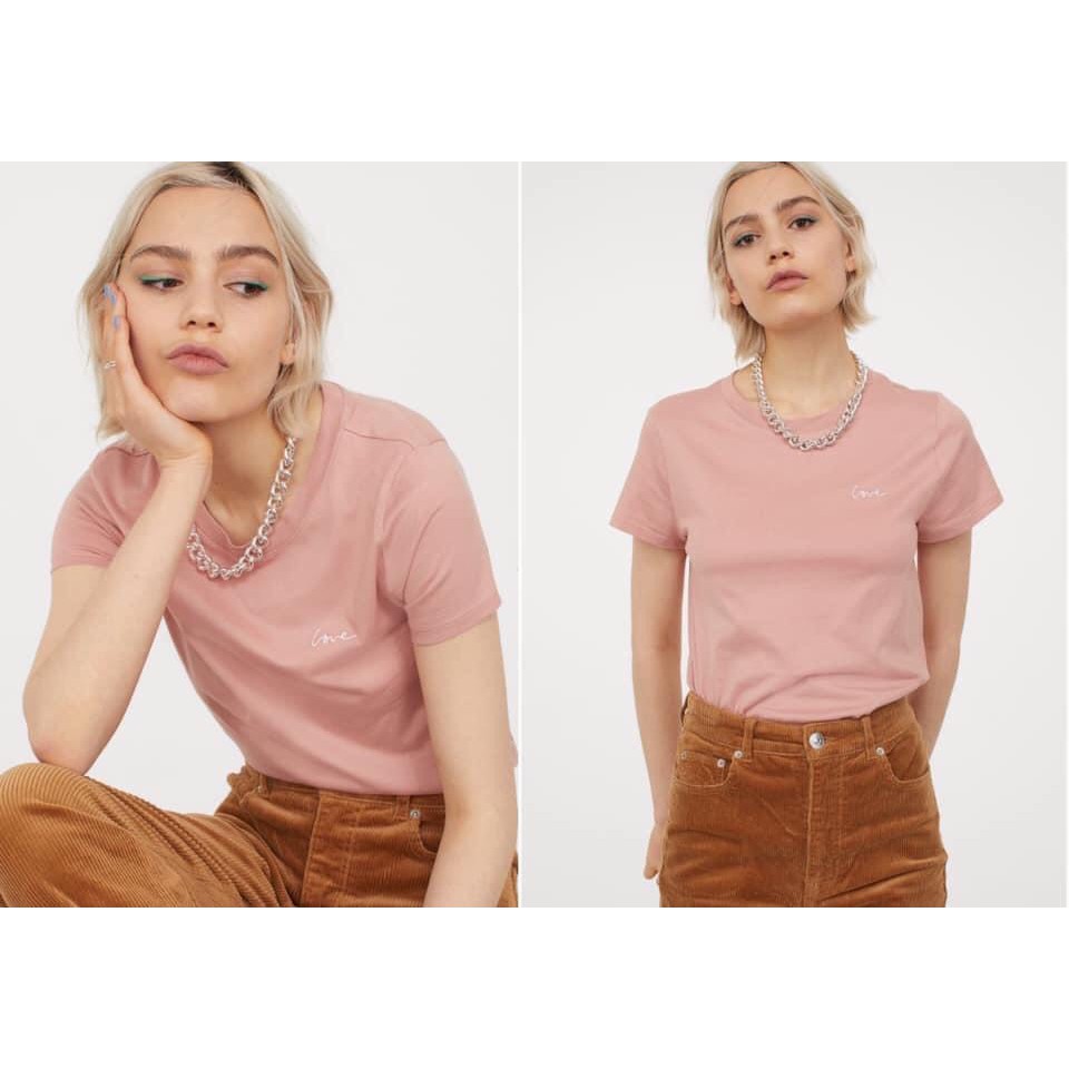 Áo phông HM thêu chữ love Mỹ Tâm / Áo phông trơn