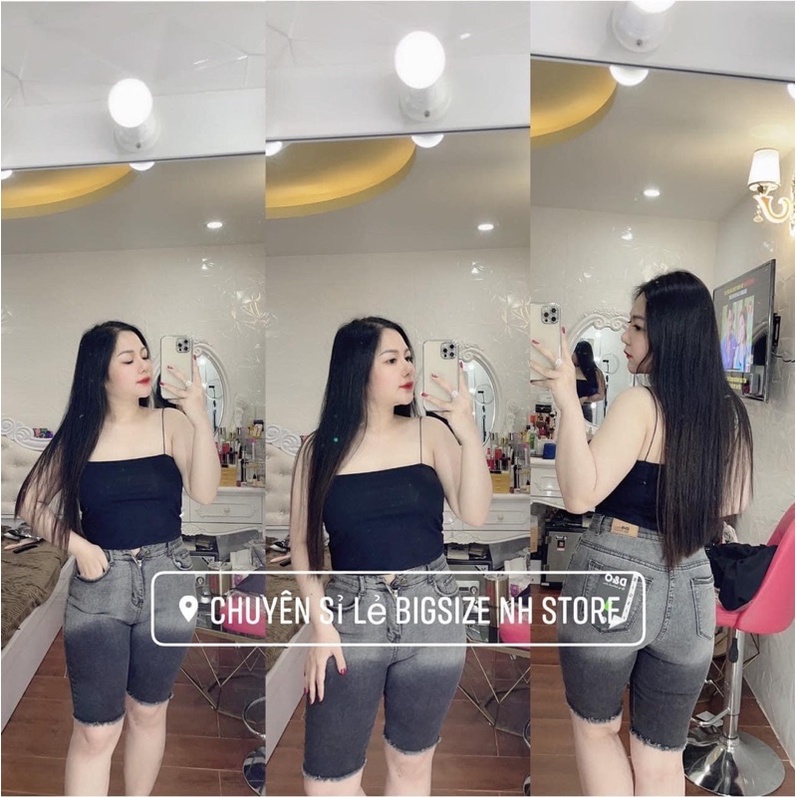[60-95kg] Quần Ngố BIG SIZE- LƯNG CAO - PHOM EO CAO TRÊN RỐN - Quần Jeans Lửng CO GIÃN XÁM OMBRE TRƠN