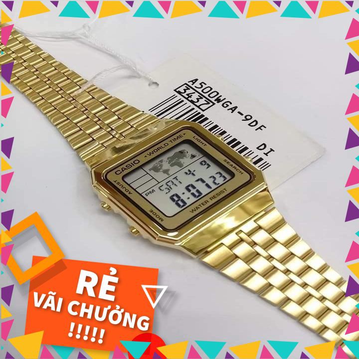 ĐỒNG HỒ CASIO A500WGA-9DF Đồng hồ điện tử 🔥 𝓢𝓲ê𝓾 𝓗𝓸𝓽 🔥  Dây kim loại Mạ vàng Sang trọng -  Dành Cho Cả Nữ