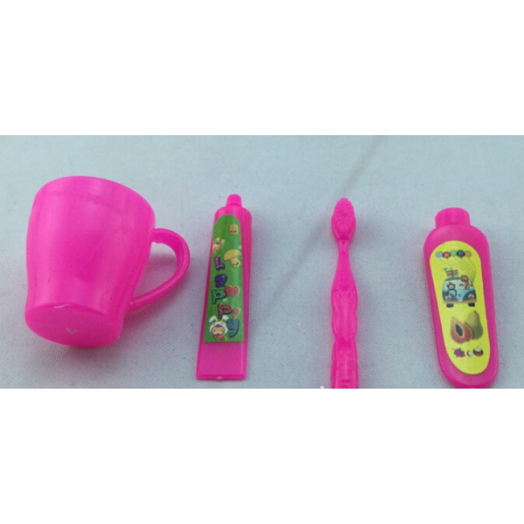 Bộ 4 dụng cụ mô hình tuýp kem đánh răng + tuýp kem + bàn chải + ly cho nhà tắm