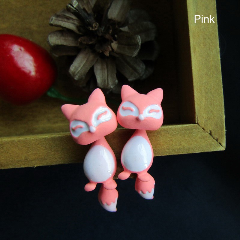 Khuyên tai 3D hình sói bằng sứ nhiều màu dành cho phái nữ và trẻ em