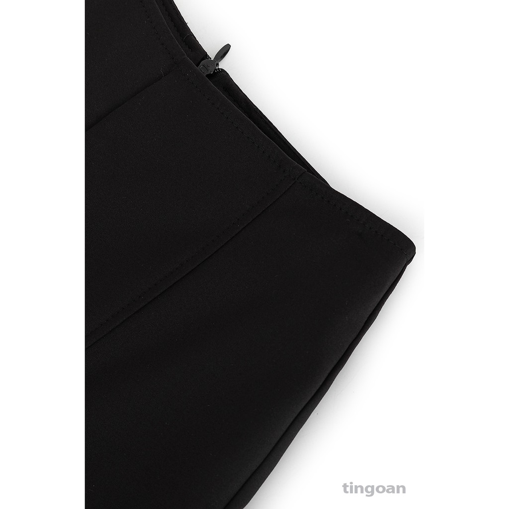 Quần short đen xuông fit cạp cao khóa lưng đen tingoan SHOW OFF SHORT/BL(vải mới nhất T5/2022)