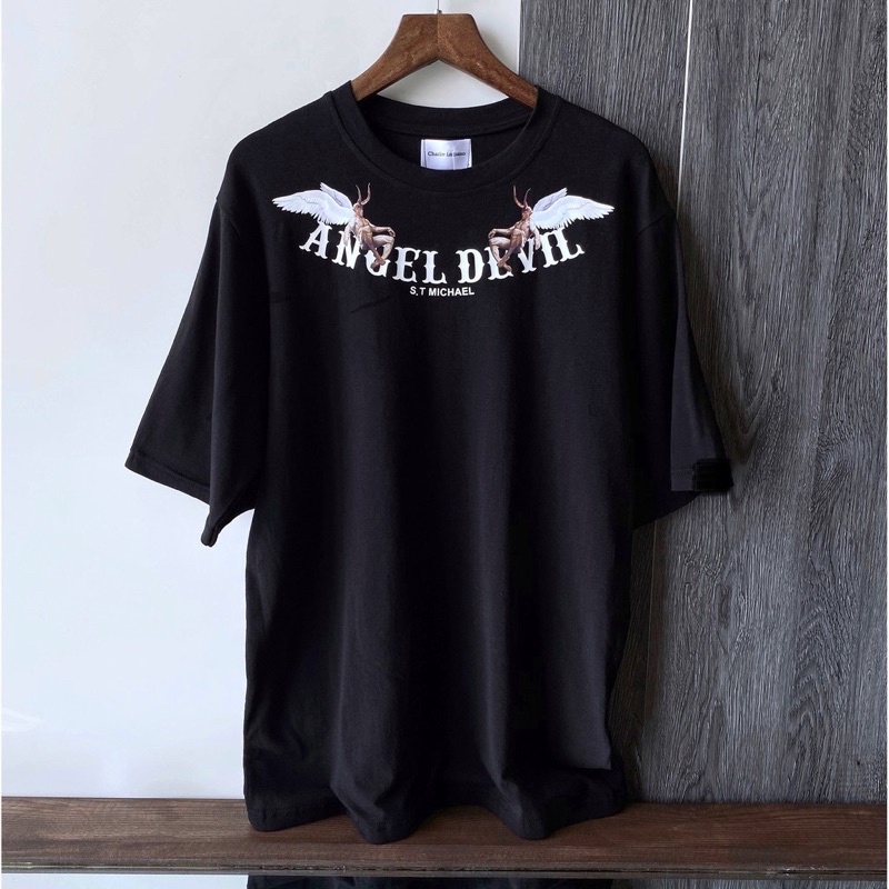 ÁO THUN TAY LỠ ANGEL DEVIL FORM UNISEX (hình chụp thật)