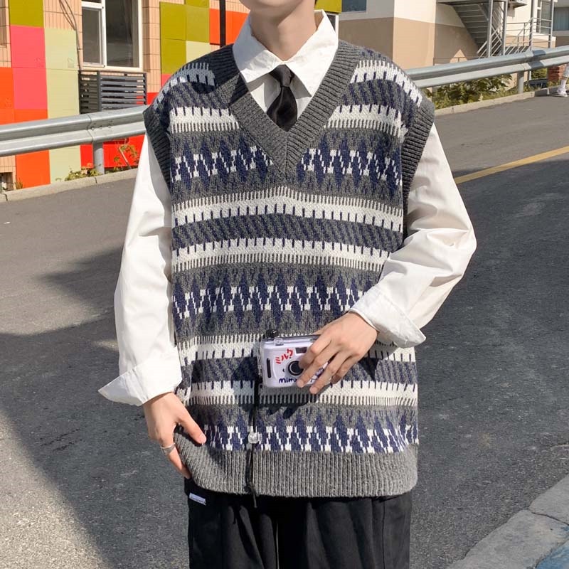 Áo len nam gile họa tiết kẻ sọc ngang fom rộng bigsize
