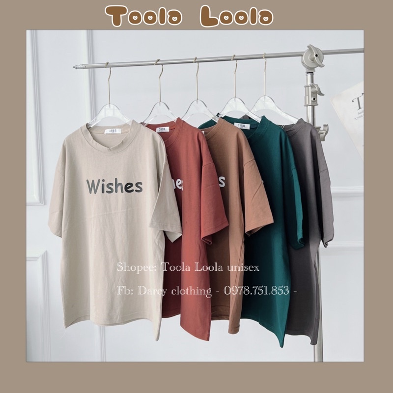 áo thun cotton khô 3158 chữ wishes- Phông 3158 cotton mát - dày dặn