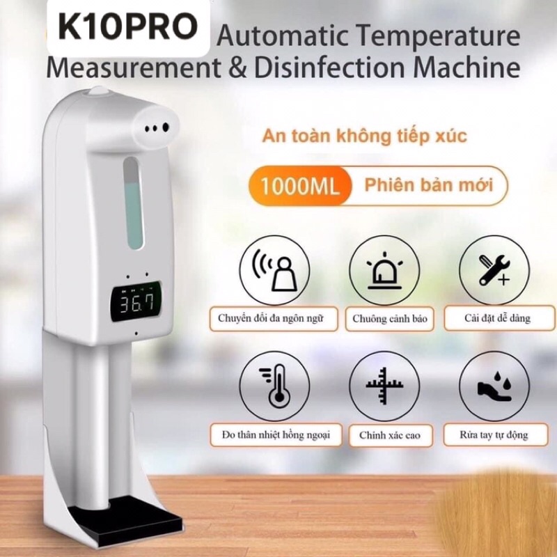 [HÀNG HOT] Máy Đo Thân Nhiệt K10 PRO Kết Hợp Rửa Tay Khử Khuẩn