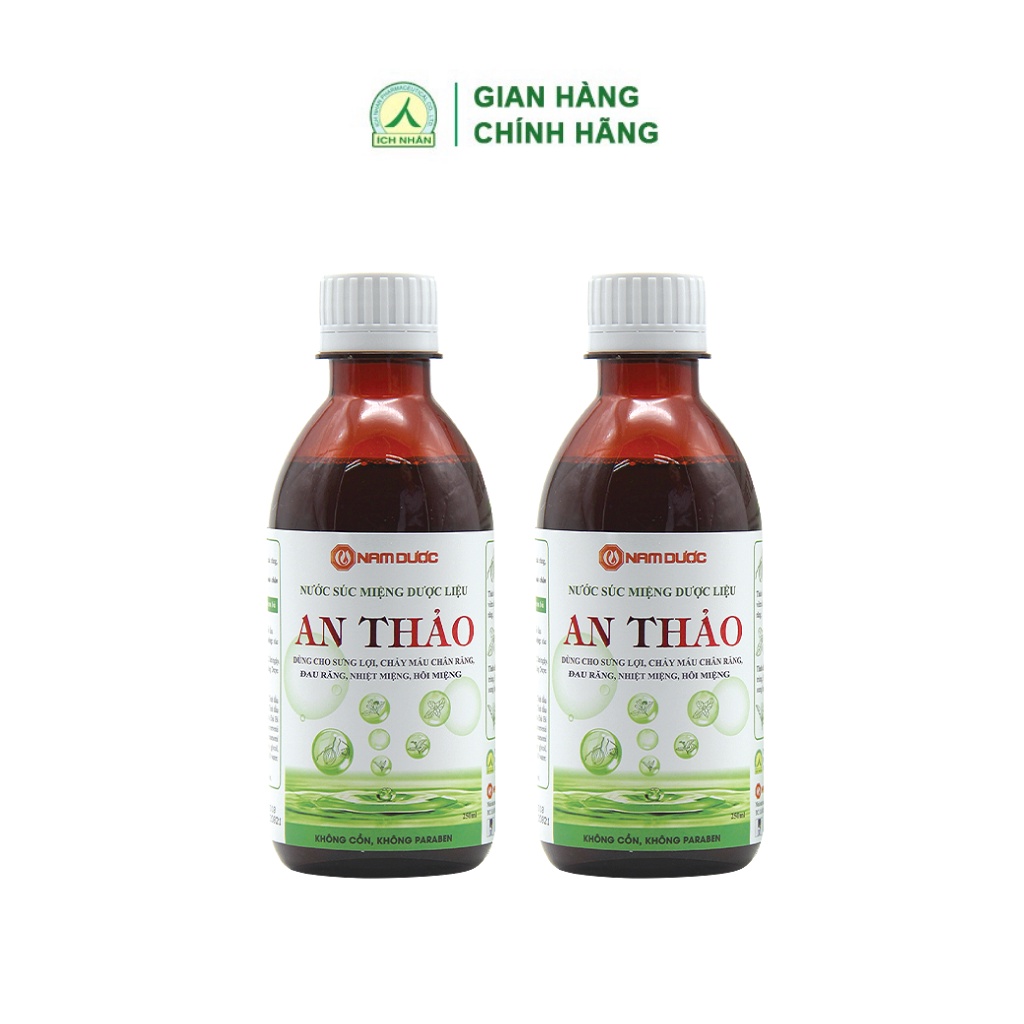 Combo 2 chai nước súc miệng An Thảo chiết xuất thảo dược an toàn, dịu nhẹ làm sạch khoang miệng toàn diện 100-250ml/chai