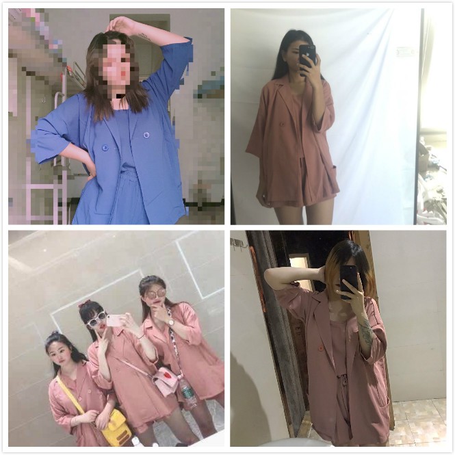 Bộ trang phục ba món dáng rộng màu trơn thời trang trẻ trung mùa hè cho nữ