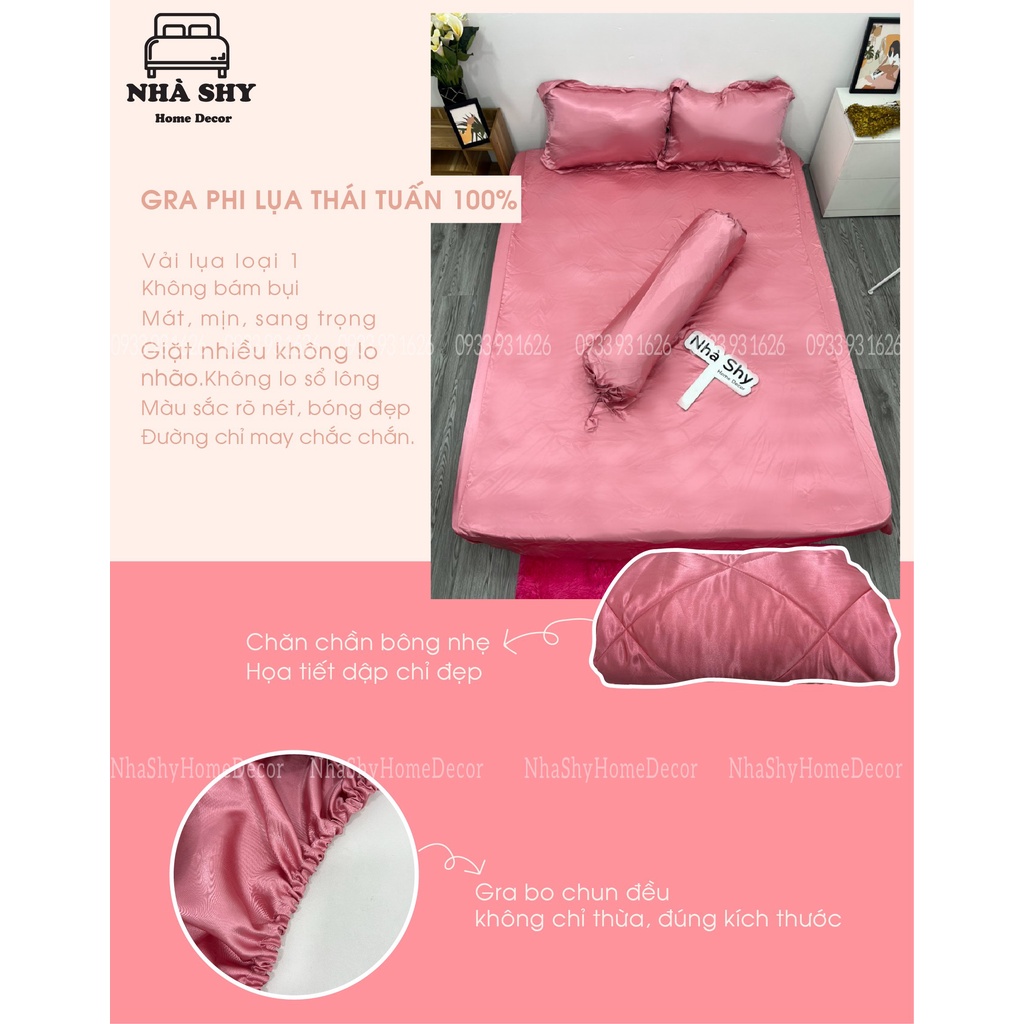 TRỌN BỘ DRAP GIƯỜNG PHI LỤA BÓNG CAO CẤP - NOTE SIZE VÀO GHI CHÚ ĐƠN HÀNG