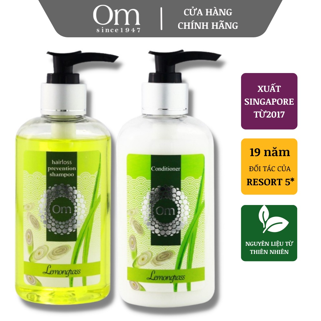 Combo Dầu gội Ngừa rụng và Kích thích mọc tóc dành cho tóc dầu Sả Chanh Lemongrass 250ml - Om Fountain