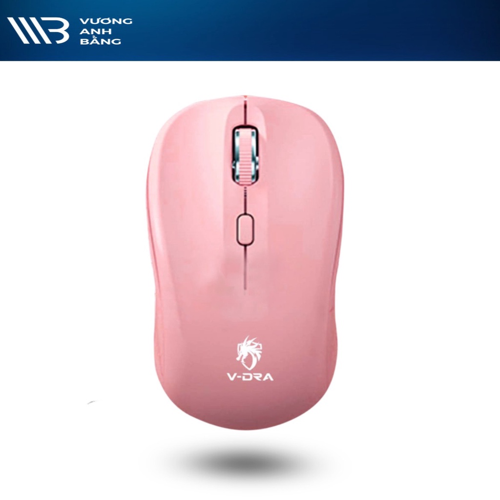 Chuột máy tính Mouse ko dây V-DRA K10 Green Dark/Pink - Hàng Chính Hãng (Có pin, 1xAA, Công tắc)