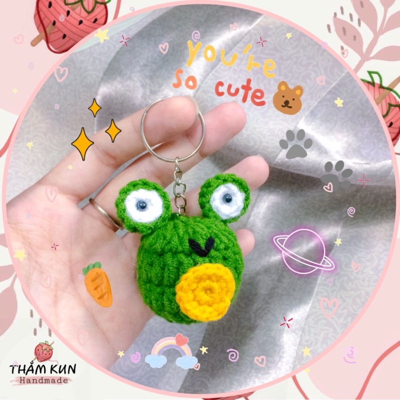 Móc khoá con ếch handmade, móc len handmade