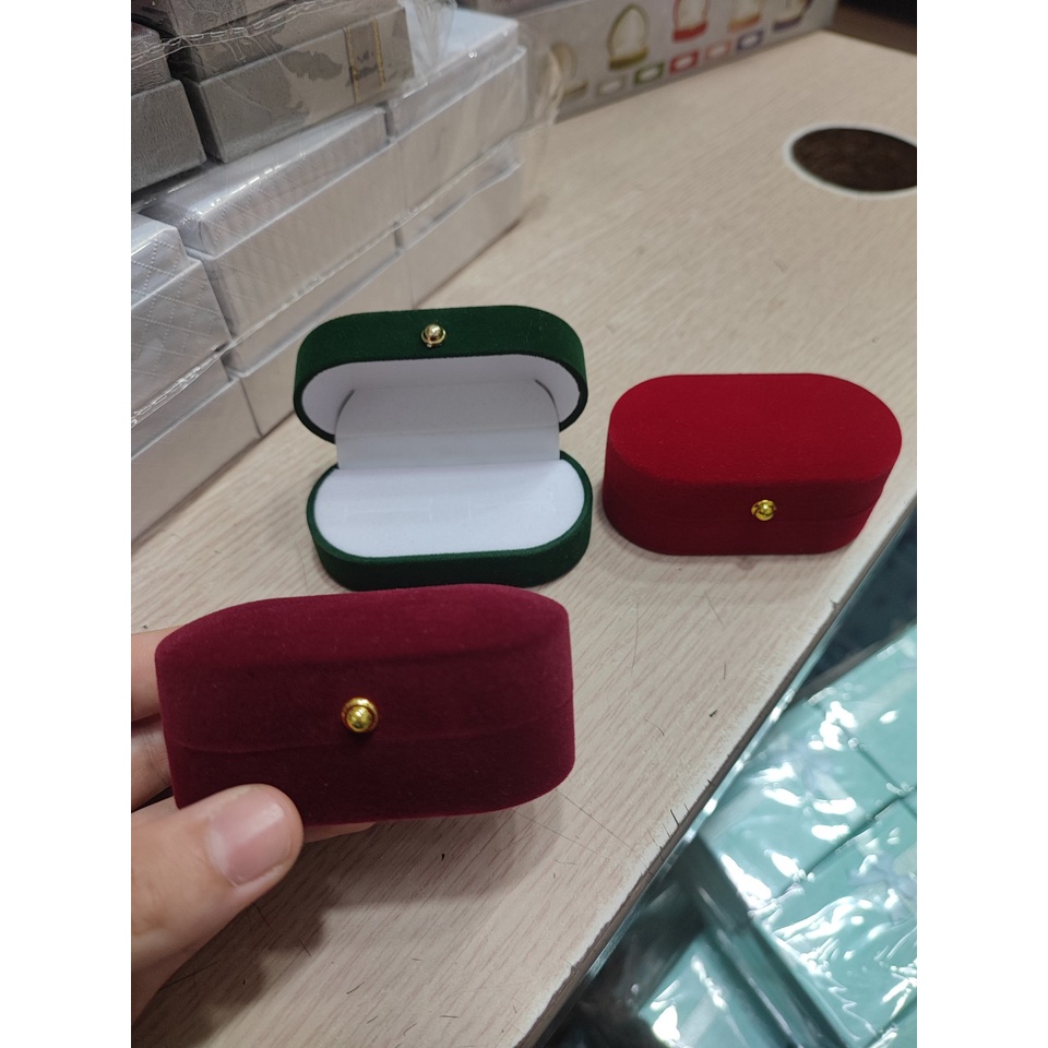 Hộp Nhung Đựng Trang Sức Nhẫn Đôi Sẵn 3 Màu Như Ảnh