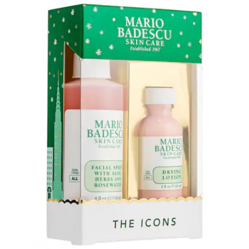 Bộ Chăm Sóc Da Mụn Mario Badescu Skin Care The Icons Toner 118ml + Chấm Mụn 29ml