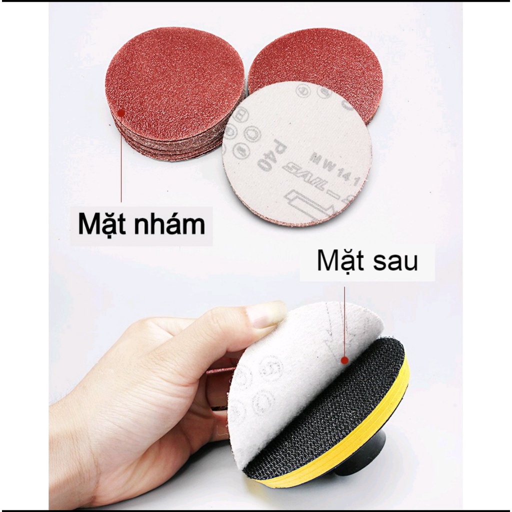 1 tờ nhám tròn 4 inch 100mm, 5 inch 125mm đủ số.