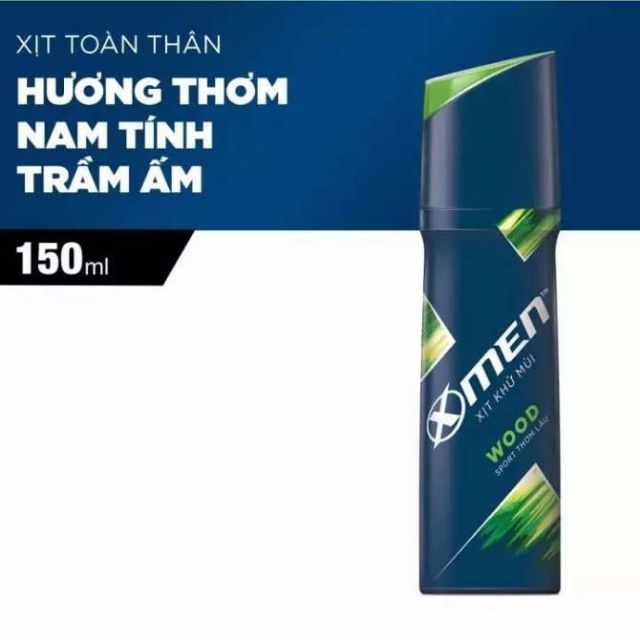 Xịt khử mùi toàn thân xmen Wood/fire chai 150ml - tặng kèm 4 bóp nhỏ xinh như hình