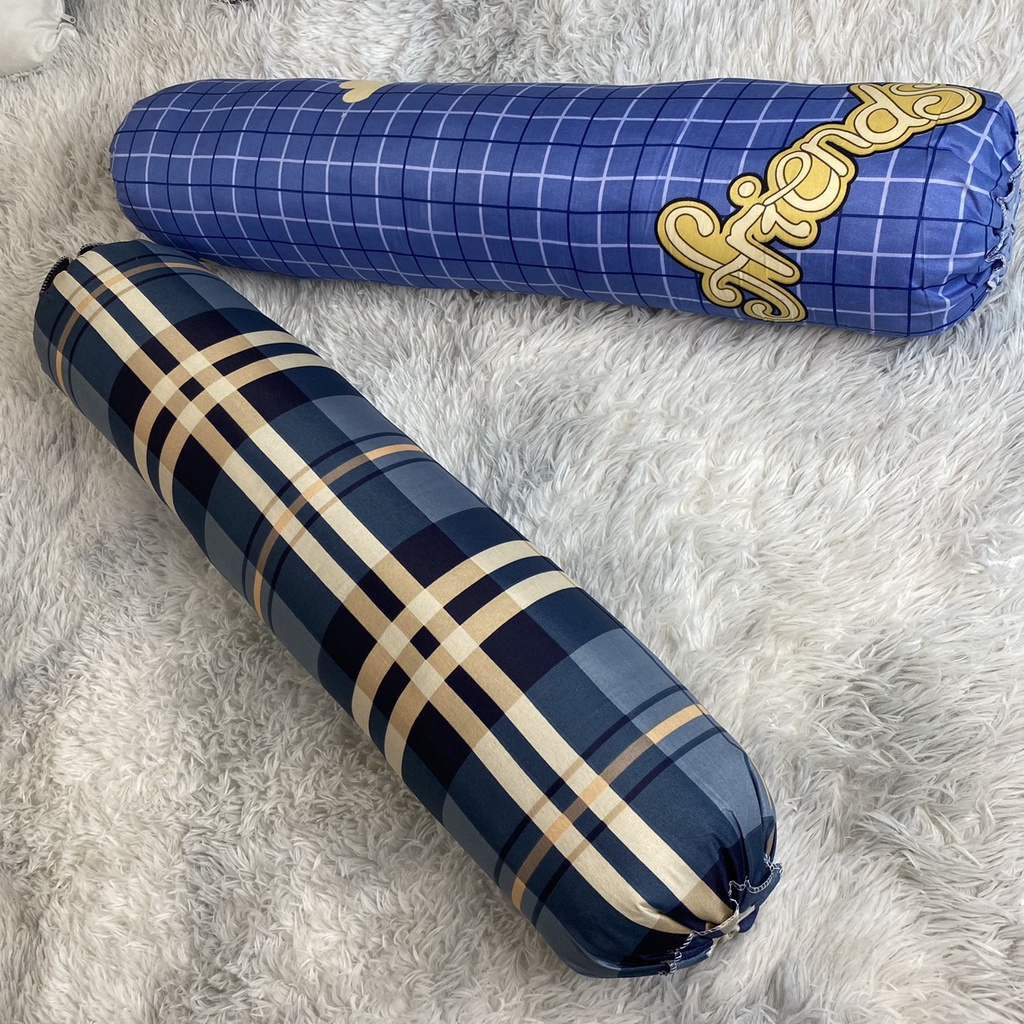 Gối ôm cotton, gối ôm dài ke ô hoa văn cho người lớn.