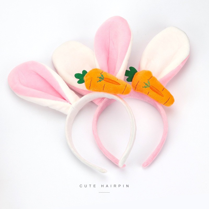 Cài Tóc Tai Thỏ Carot Vải Nhung Phong Cách Hàn Quốc