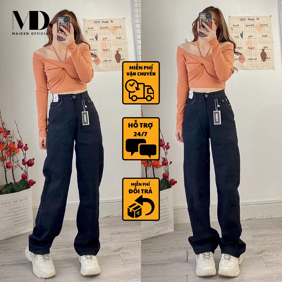 Quần Jean Nữ Dáng Suông Ống Rộng Màu Trắng MD26 | BigBuy360 - bigbuy360.vn