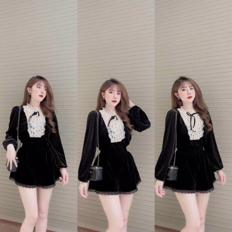 QUẦN SHORT NHUNG PHỒNG PHỐI REN XINH XẮN, QUẦN SOOC PHỒNG GIẢ VÁY CẠP CHUN