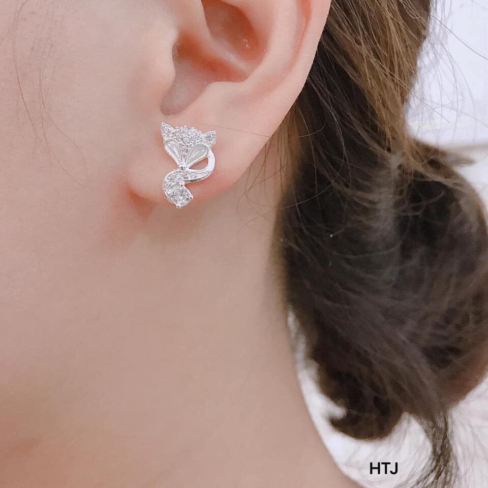 Bông tai hồ ly đính đá nhỏ chuẩn bạc ta - Kho sỉ bạc Nhất Linh