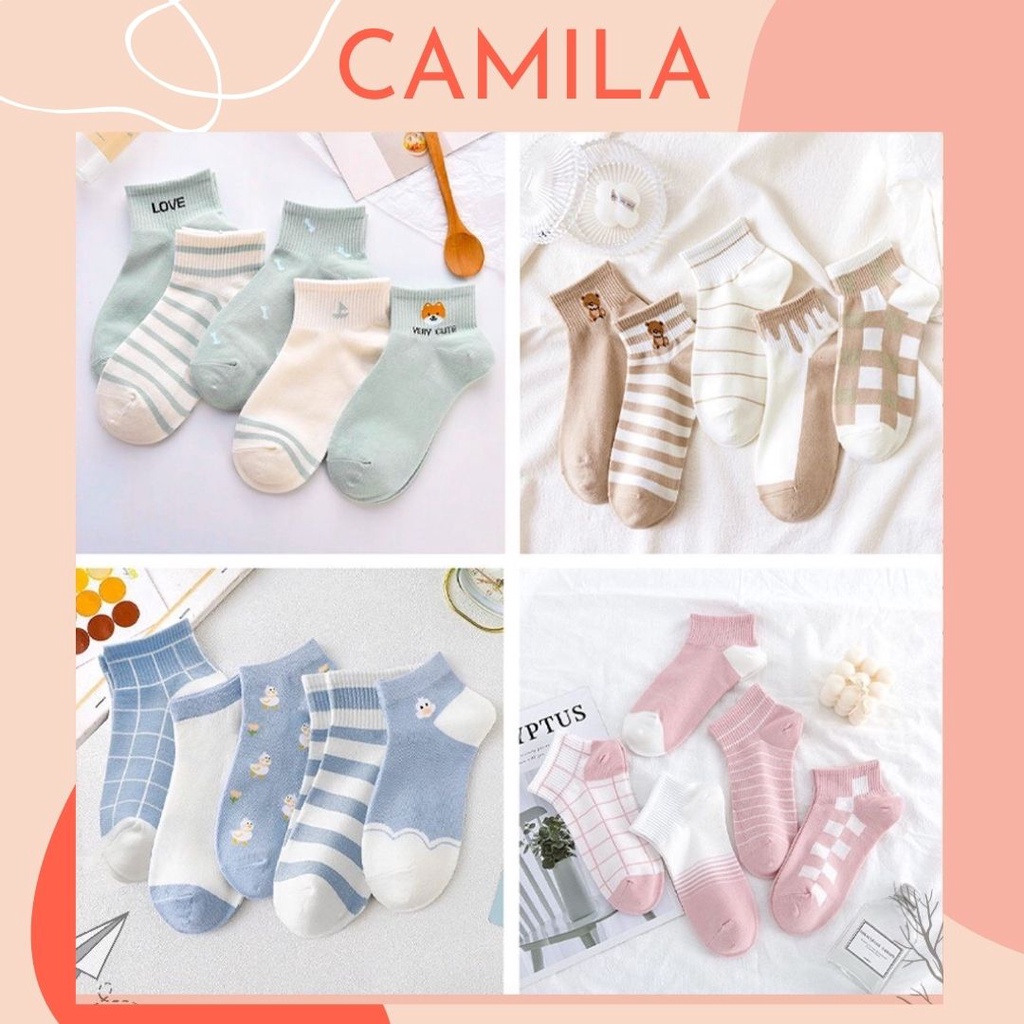 Tất nữ cổ ngắn cute dễ thương set 5 đôi vớ cổ ngắn Hàn Quốc CAMILA