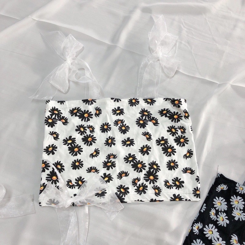 áo hai dây ruy băng hoa cúc thời trang