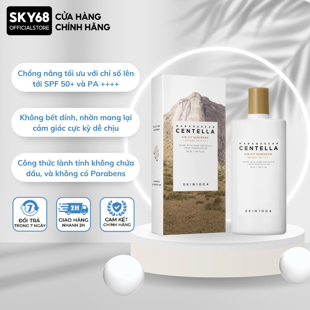 Kem chống nắng Skin 1004 Madagascar Centella Airfit Suncream Plus SPF50+ PA++++ 50ml