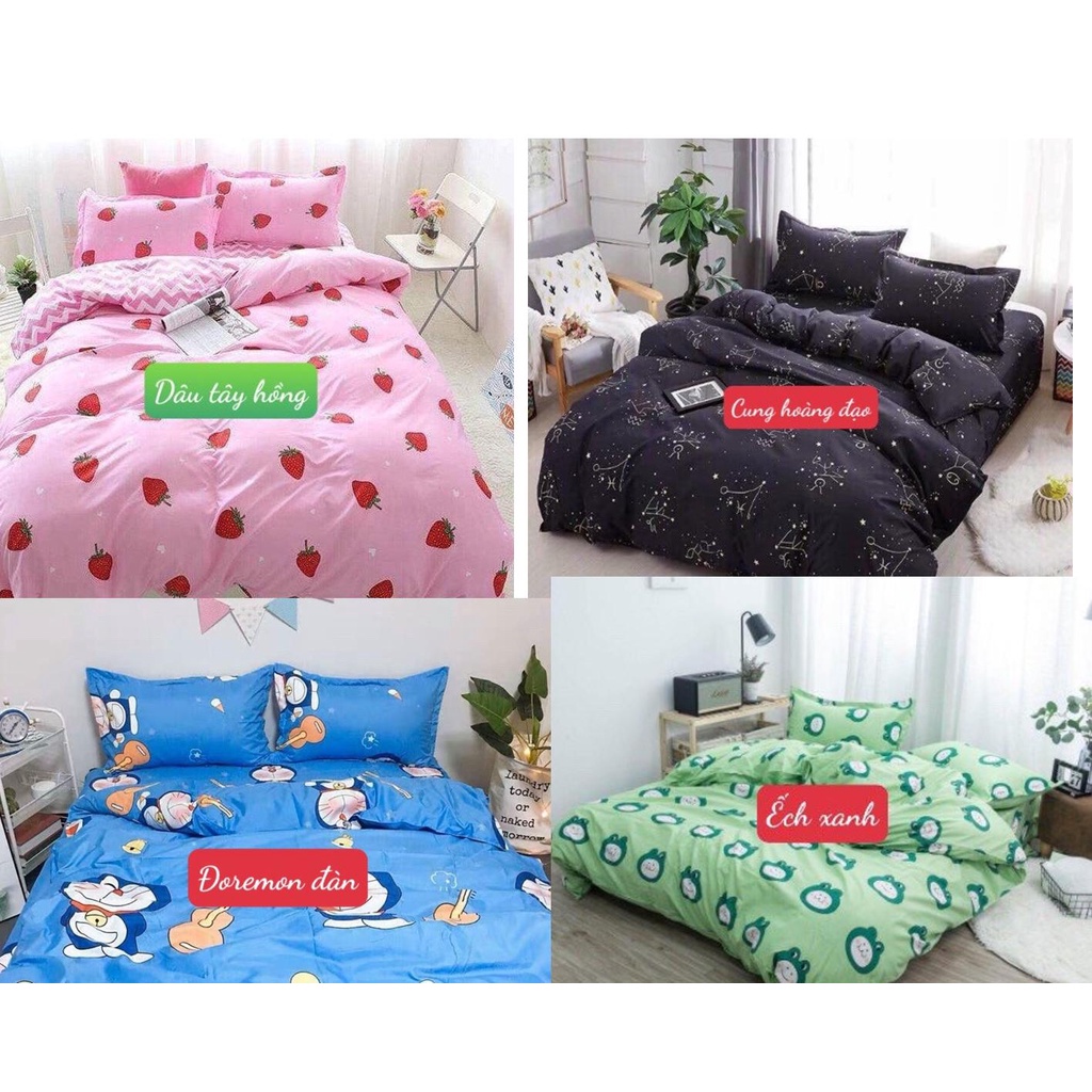 Bộ 3 món ga gối cotton poly ,mẫu mới 2022-hoa đá