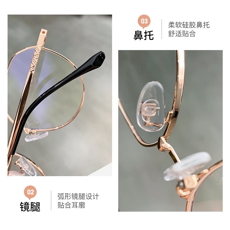 Mắt kính gọng oval bằng kim loại phong cách retro Hàn Quốc thời trang/kính cận có độ  -1.0~-6.0
