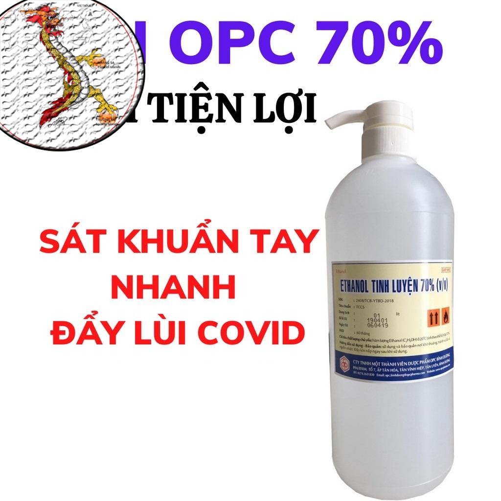 [Chính hãng] CỒN rủa tay ETHANOL 70 ĐỘ chai 1L, Nước rửa tay khô diệt khuẩn ( SP CTY DƯỢC-  OPC) CHAI 1L