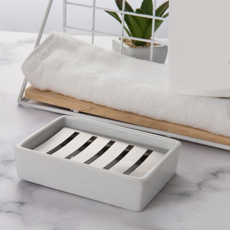 Giá Đỡ Xà Phòng Hai Tầng Bằng Gốm Sứ Để Ráo Nước Cho Nhà Tắm