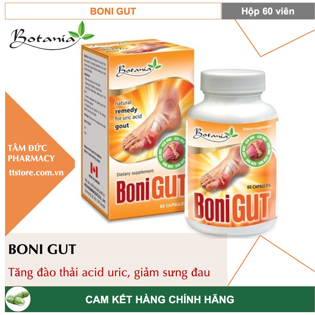 ✅[Chính Hãng] BoniGut 60 viên giảm triệu chứng bệnh Gout, tăng đào thải aicd uric [boni gút /bonigut]