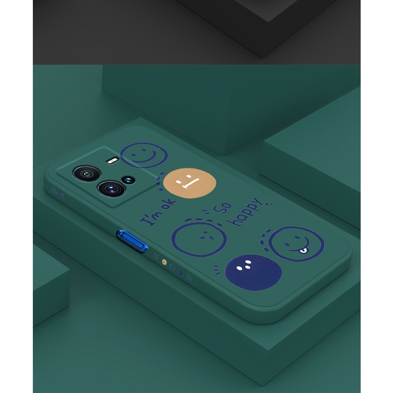 Ốp Điện Thoại Dạng Lỏng Chống Sốc In Hình Năm Mặt Cười Đơn Giản Cho Vivo V25e V25 Pro 5g Realme 9i 5g