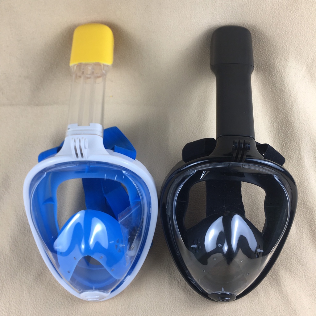 Mặt nạ lặn biển bơi ngắm san hô full face có ống thở ngàm gắn camera hành trình