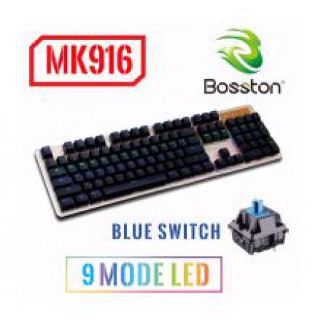 Bàn Phím Máy Vi Tính Có Dây Bosston Mk916 Phím Cơ Led RGB Chuyên Game USB