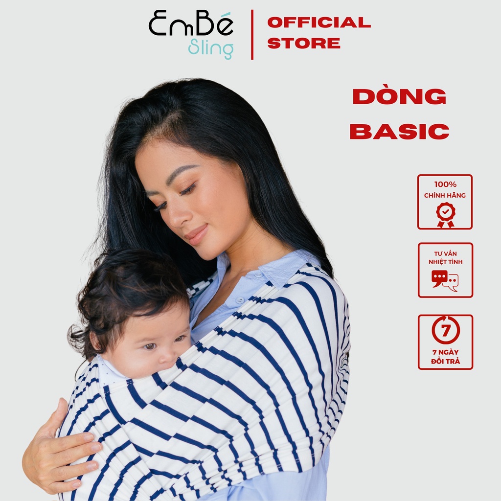 Địu Vải Cao Cấp EmBé Sling Dòng Basic Đủ Màu Cho Bé Từ 0 Đến 24 Tháng Tuổi