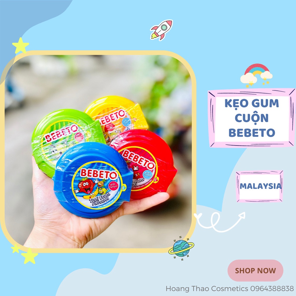 KẸO GUM CUỘN BEBETO VỊ TRÁI CÂY MALAYSIA 40G