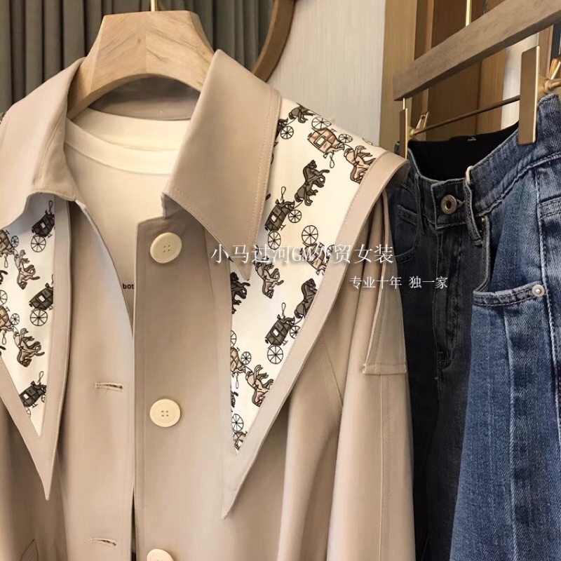 Trenchcoat/áo khoác kaki dáng dài cách điệu