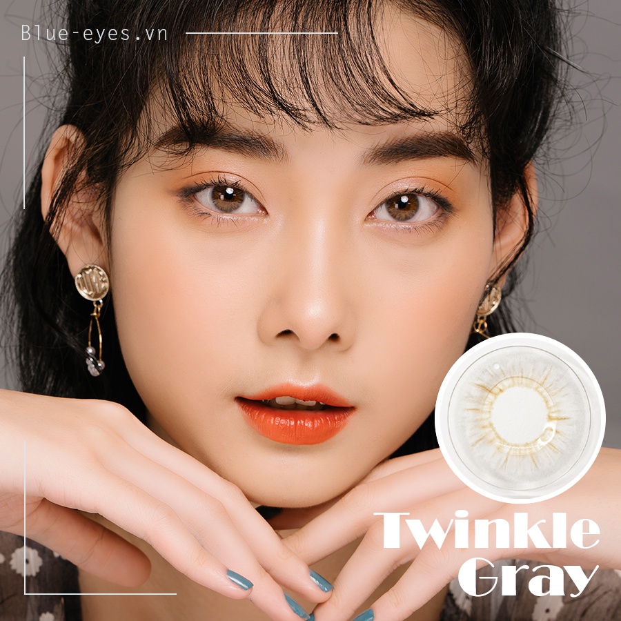 Kính áp tròng cận màu xám nâu  TWINKLE GRAY, giãn nhẹ 14.0, nhập khẩu chính hãng Hàn Quốc.