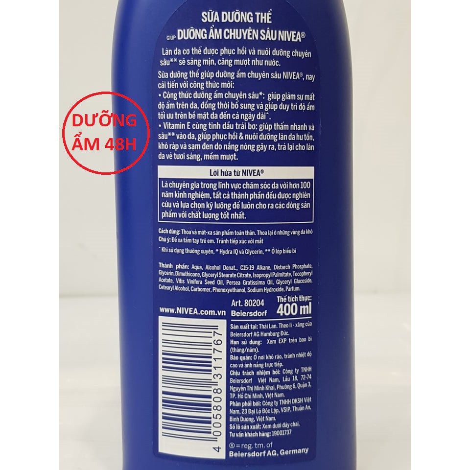 Sữa Dưỡng Thể NIVEA Phục Hồi Dưỡng Trắng Da 350ml 400ml Thái Lan