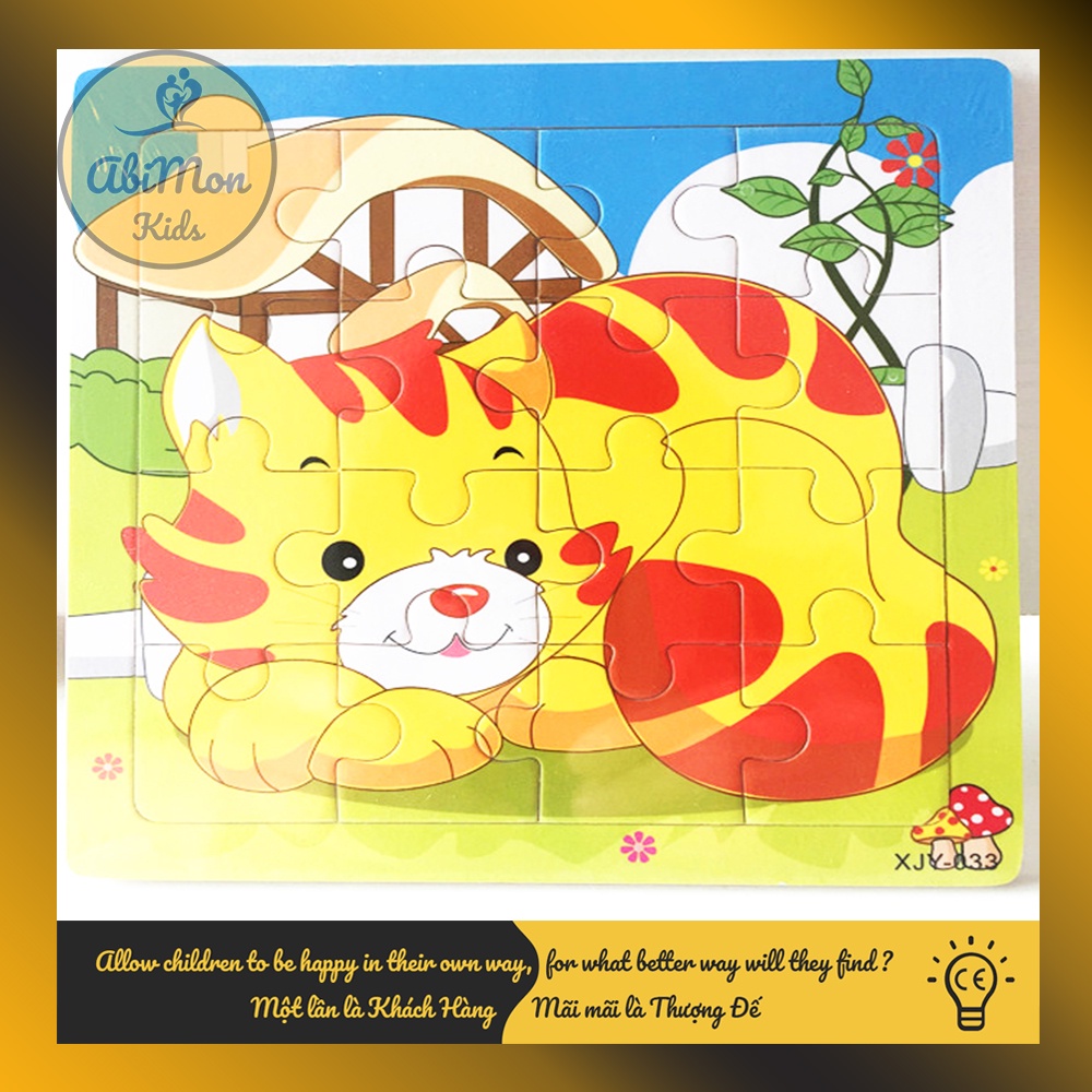 Tranh Ghép Hình Gỗ 16 Miếng Cho Bé ☘️ Montessori cao cấp ✨ (Đồ chơi Gỗ - Đồ chơi Giáo Dục - An toàn - Thông minh)