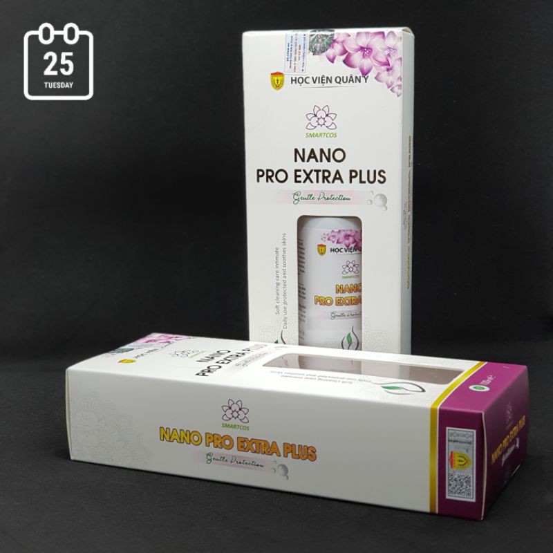 Dung dịch vệ sinh nữ Nano pro extra Plus học viện quân y tặng chai chiết 30ml