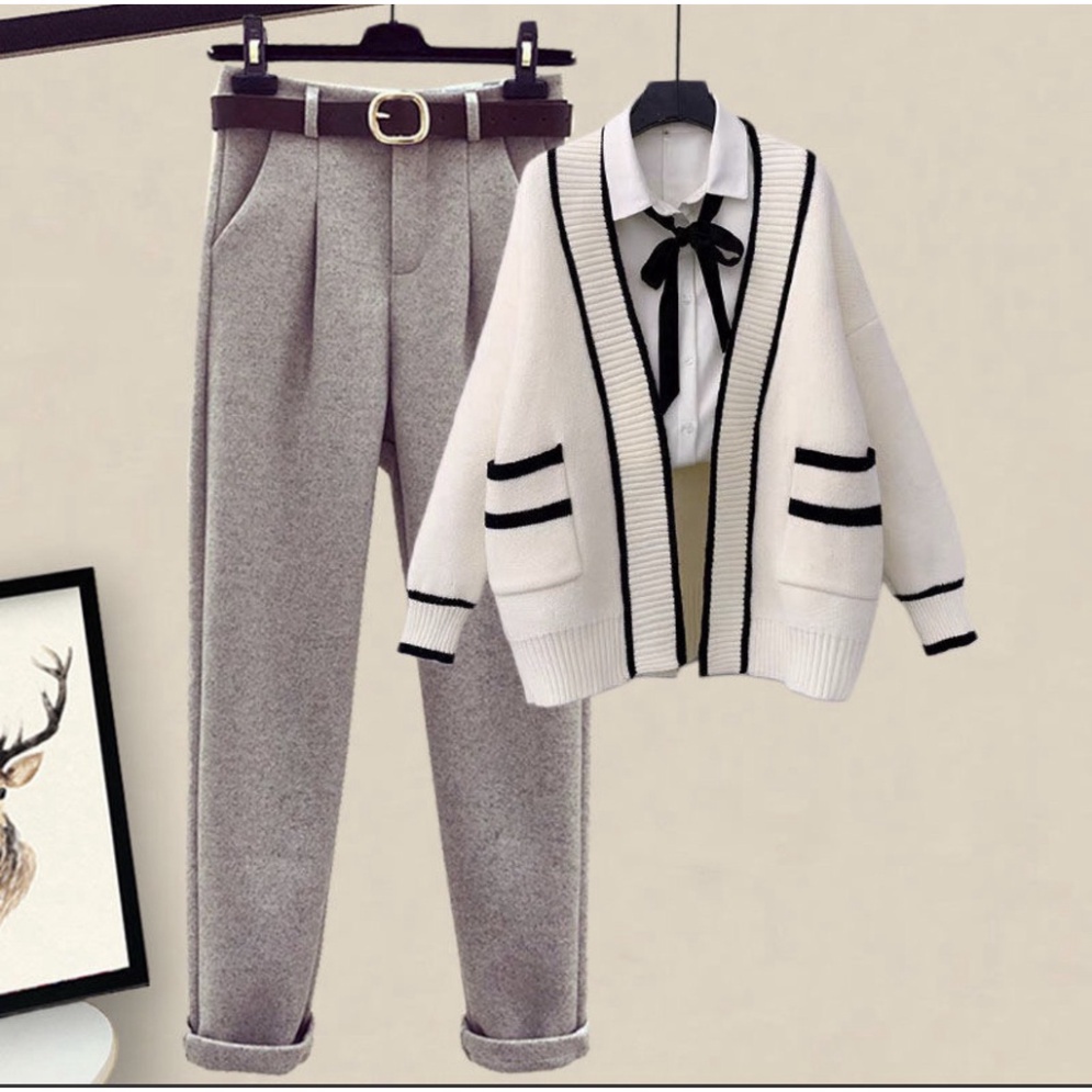 Áo len nữ cadigan dày phối viền sang chảnh hàng quảng châu cao cấp A525 Noiyxanh nội y xanh chất len quảng châu