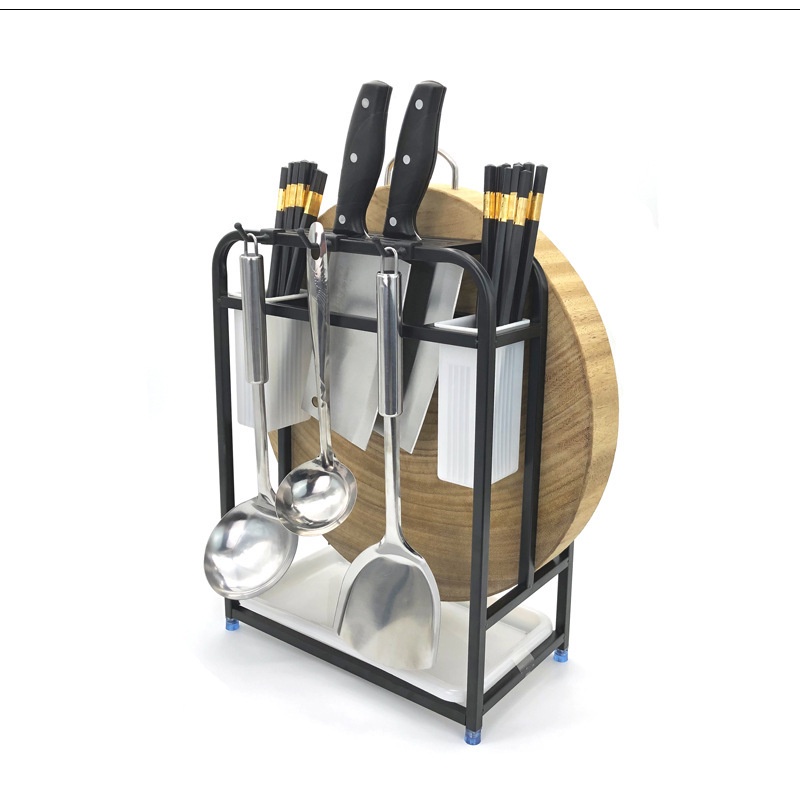 Kệ Dao Thớt Inox, Kệ Nhà Bếp Kèm Ống Cắm Đũa, Chất Liệu Inox Cao Cấp, Có Khay Hứng Nước Dễ Dàng Vệ Sinh MKS008