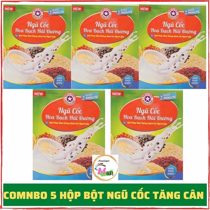 Combo 5 Hộp Ngũ Cốc Tăng Cân Hoa Bạch Hải Đường 500gram