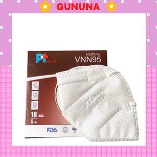 10 hộp khẩu trang vn95 pt mask khẩu trang n95 kháng khuẩn 5 lớp 1 hộp 10 cái 10hkt5l
