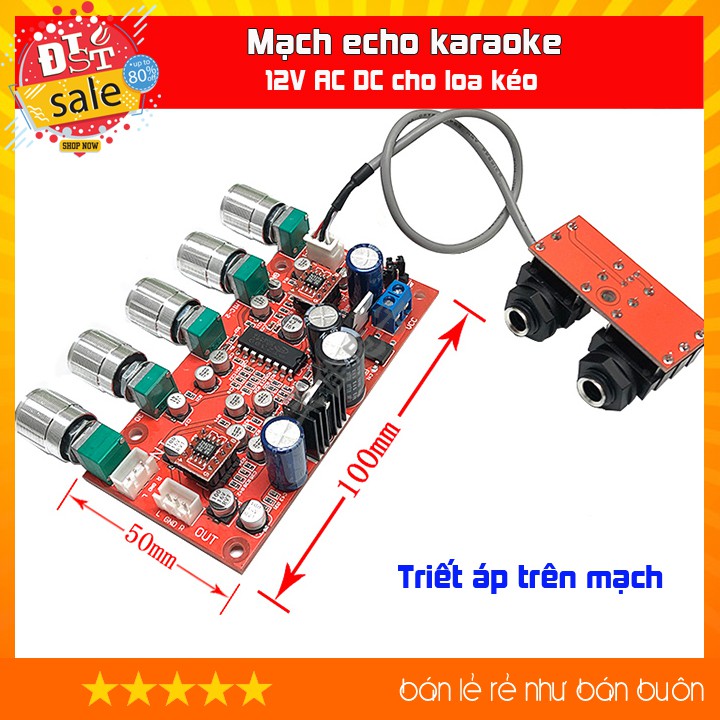 Mạch echo karaoke PT2399 liền music OP275 12V AC DC cho loa kéo - Bản cao cấp