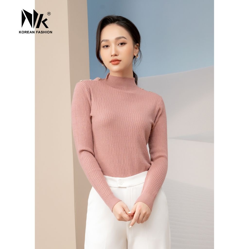 Áo Len Nữ Dài Tay NK Fashion Thiết Kế Cổ Cao Dáng Ôm, Chất Liệu Len Tăm Mềm Mịn Chống Xù NKFAL2109014