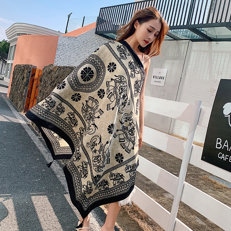 KHĂN CHOÀNG ĐI BIỂN HỌA TIẾT BOHO VINTAGE-BH10-hot trend 2022 cao cấp 80x180 cm ThyThy